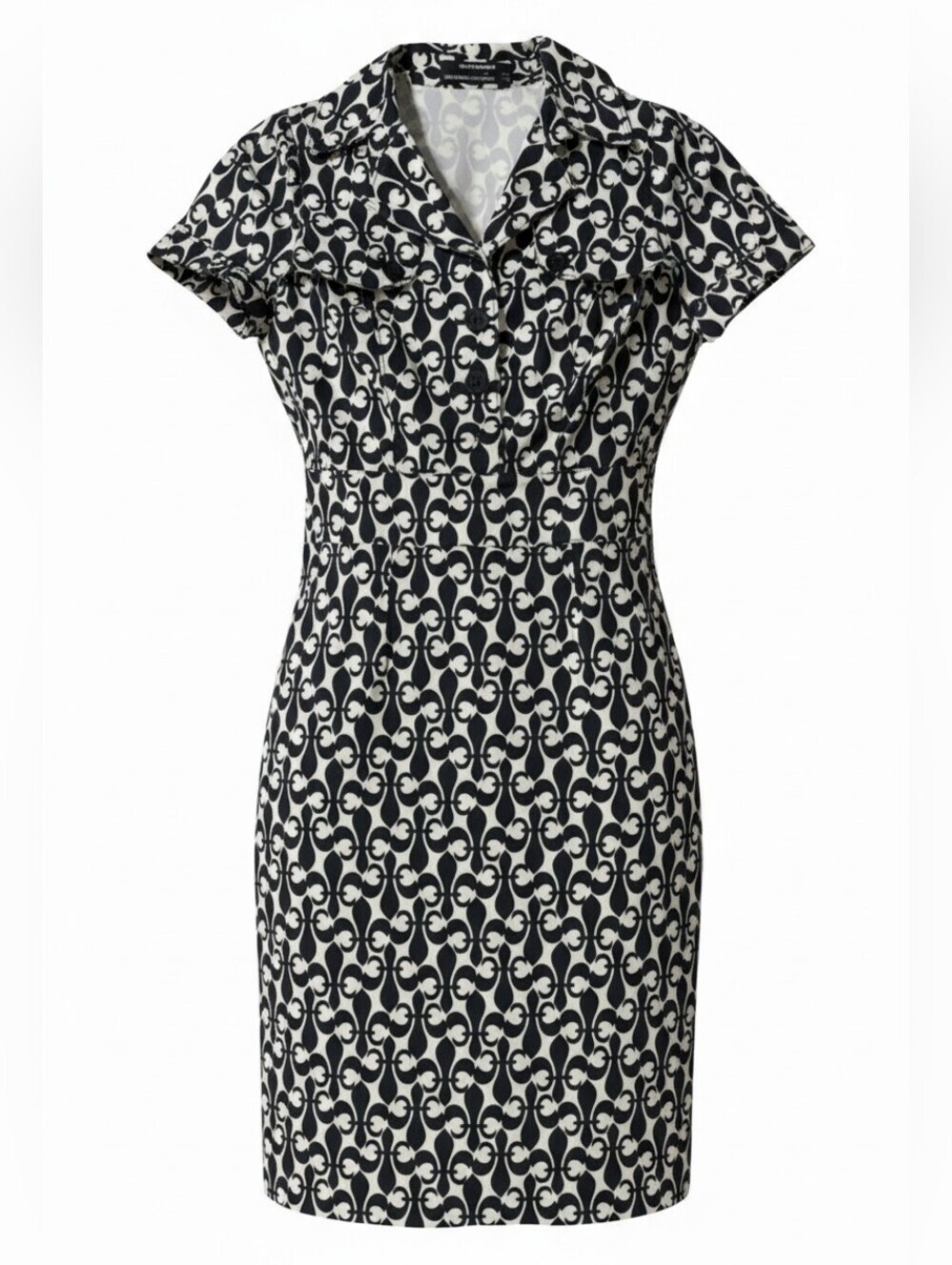 Club Monaco short sleeve sheath dress fleur de lis abstract Print Size 4
